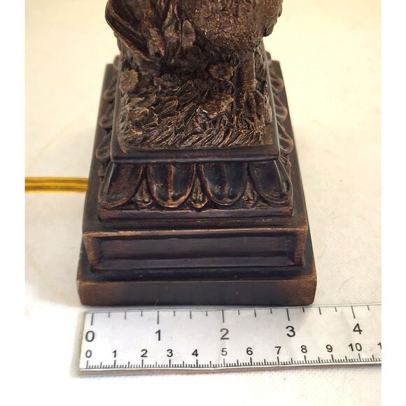 LAMP/TABLE-Rooster-Resin, Brown Rubbed Gold Finish, Toggle Switch, With Shade - Picture 13 of 16